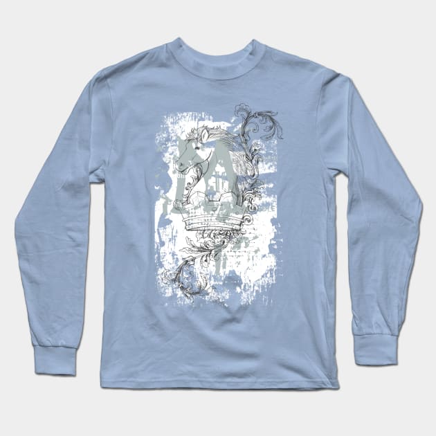 Distressed Knight Long Sleeve T-Shirt by MarinasingerDesigns